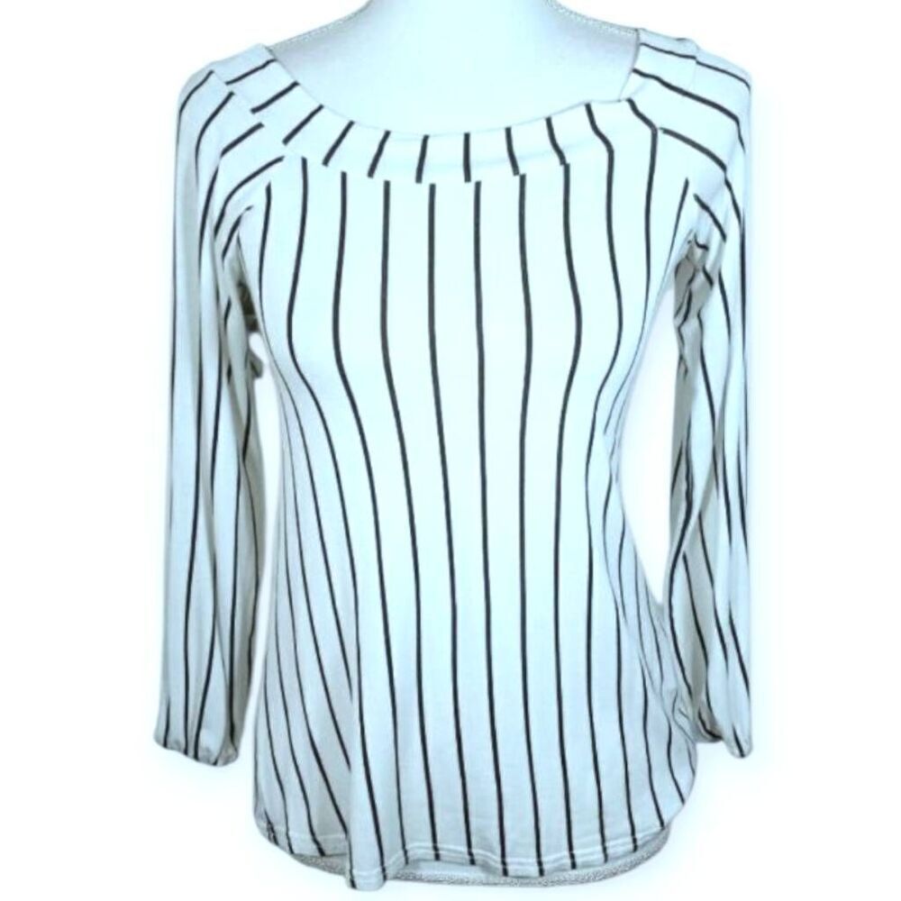 BOOHOO BLACK & WHITE STRIPE BLOUSE SZ.6 EUC